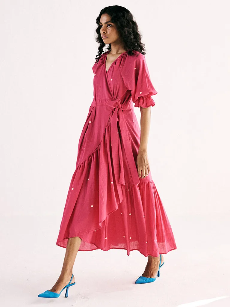 Pink Polka Wrap Dress