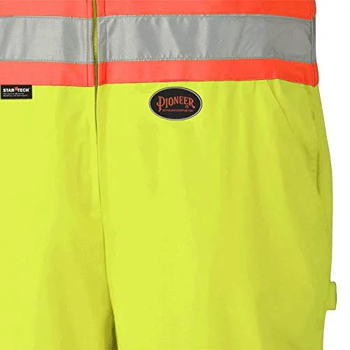 Pioneer 7-Pocket CSA High Visibility Safety Work Overall Bib Pants, Adjustable Elastic Suspenders, Tall Fit