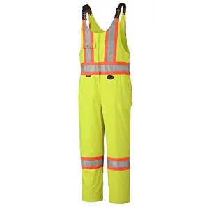 Pioneer 7-Pocket CSA High Visibility Safety Work Overall Bib Pants, Adjustable Elastic Suspenders, Tall Fit