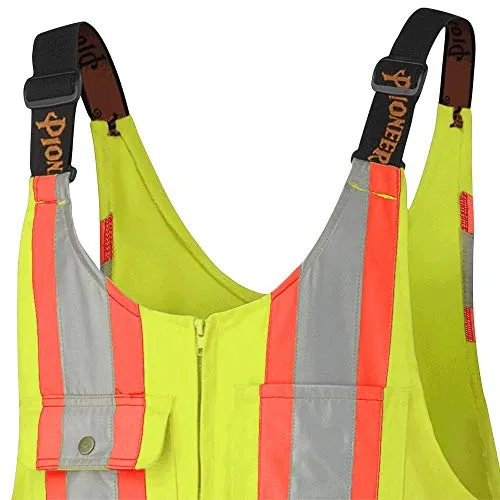 Pioneer 7-Pocket CSA High Visibility Safety Work Overall Bib Pants, Adjustable Elastic Suspenders, Tall Fit