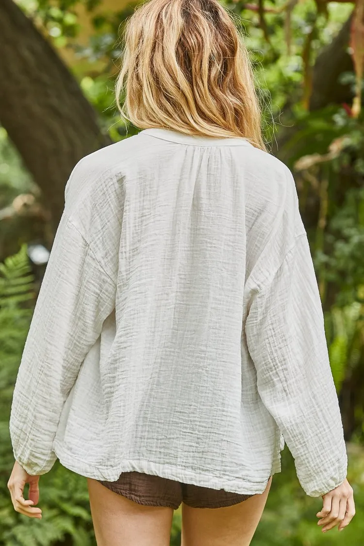 Poets beach Button Down in White