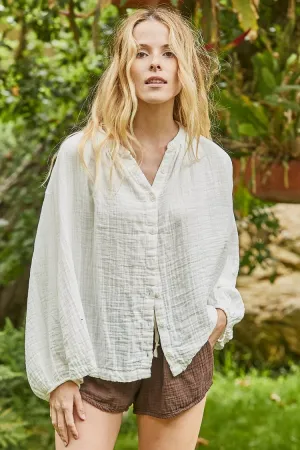 Poets beach Button Down in White