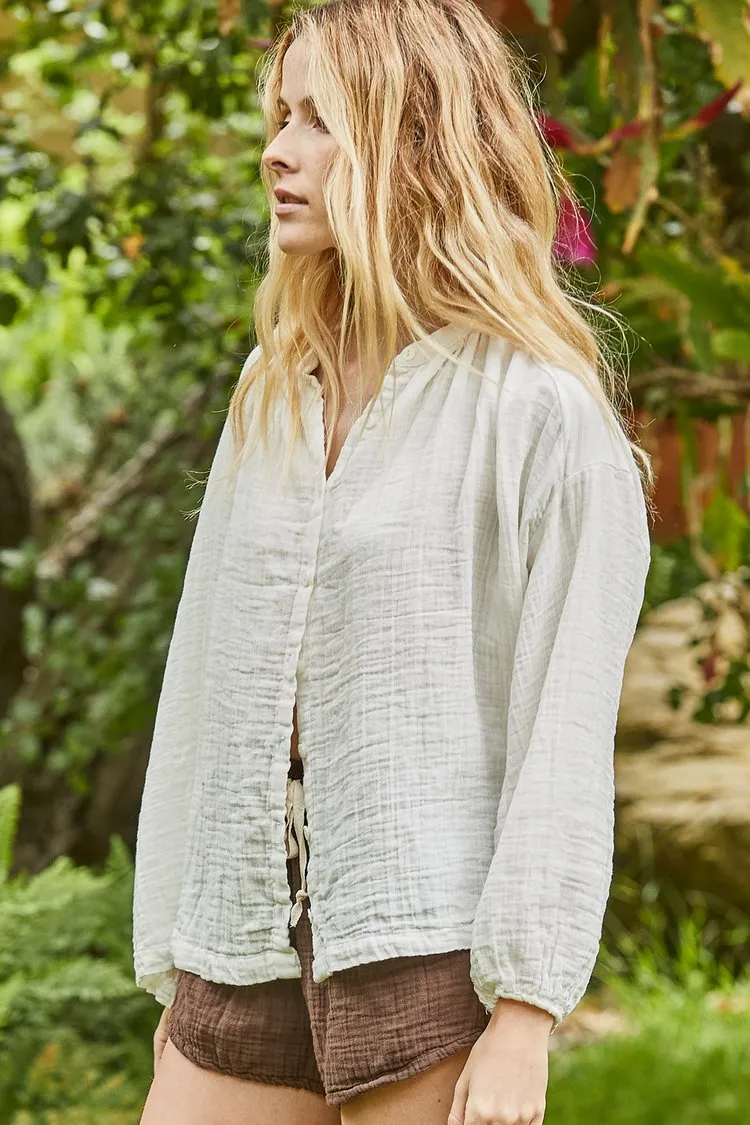 Poets beach Button Down in White