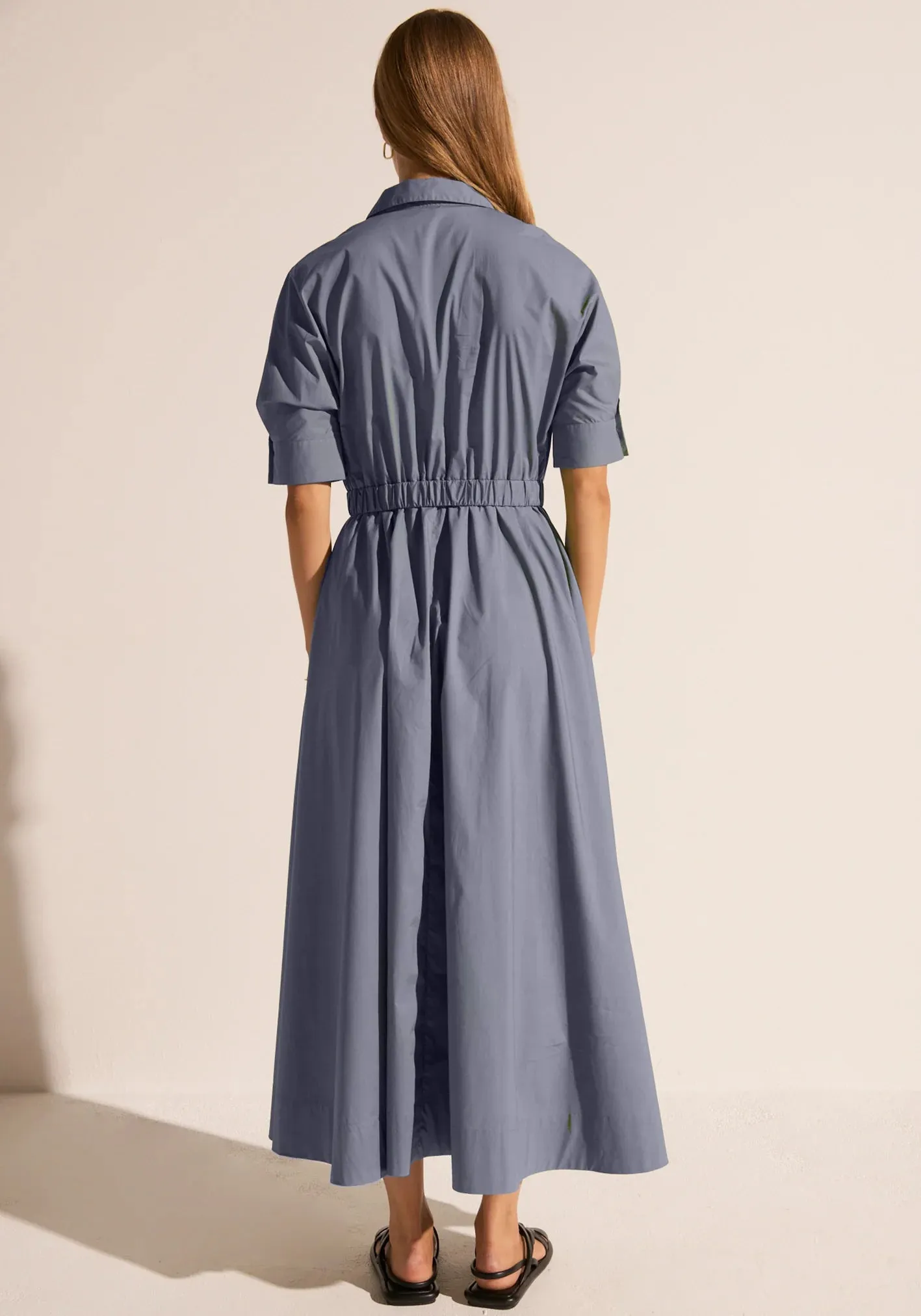 POL Clothing - Toya Maxi Shirt Dress - Blue