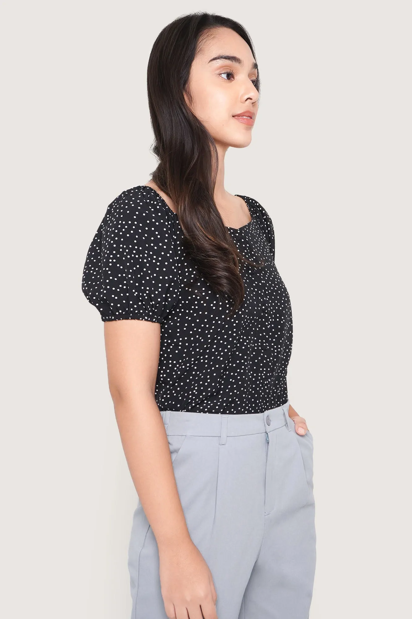 Polka Dot Button Down Blouse