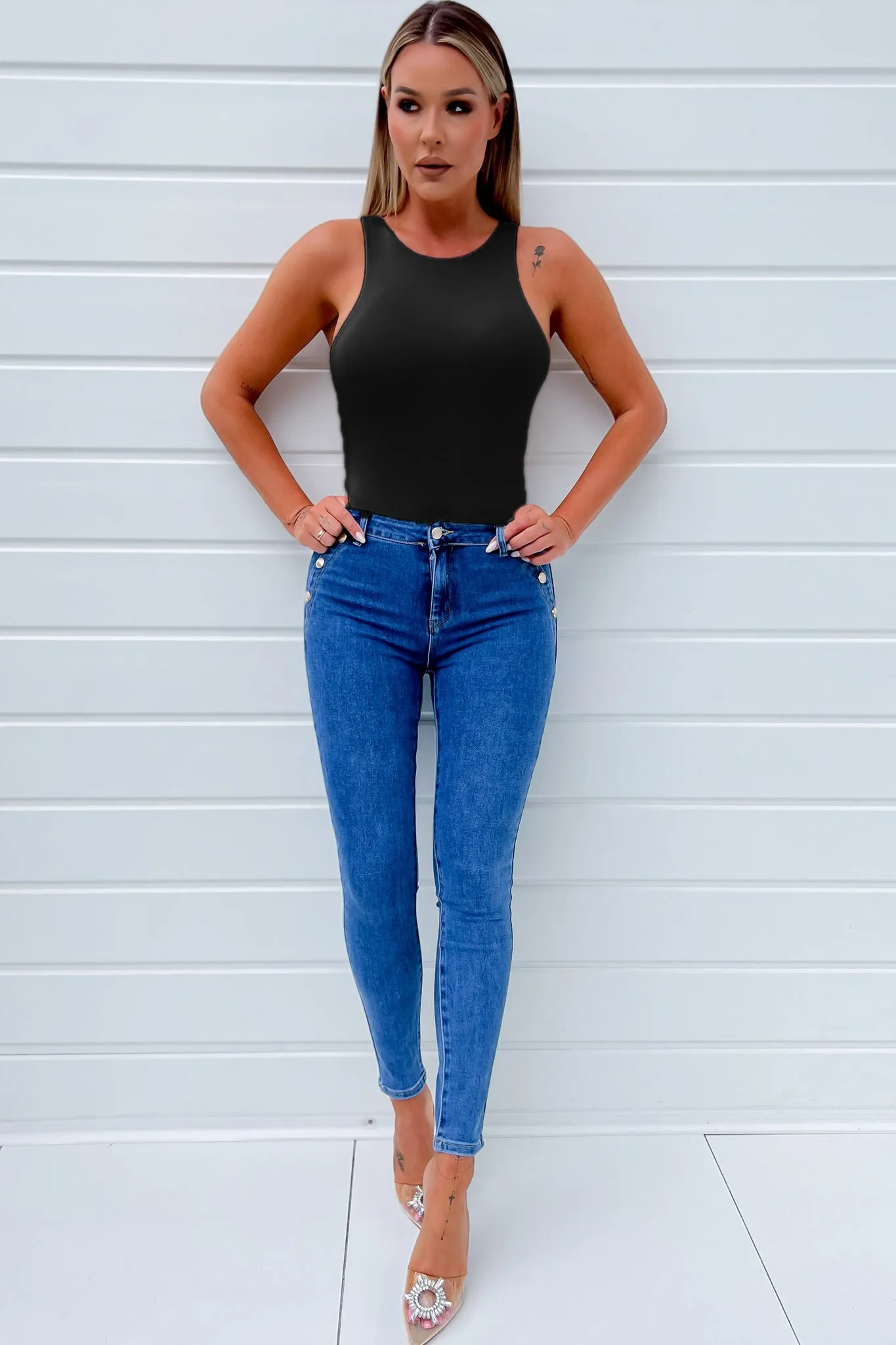 Prim Black Slinky Sleeveless Bodysuit