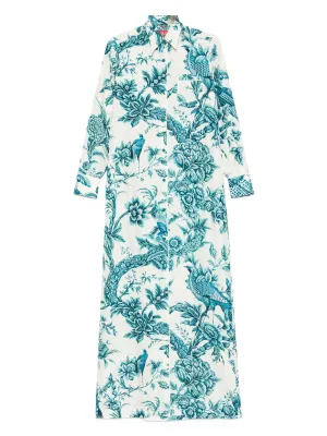 Printed silk shirt dress