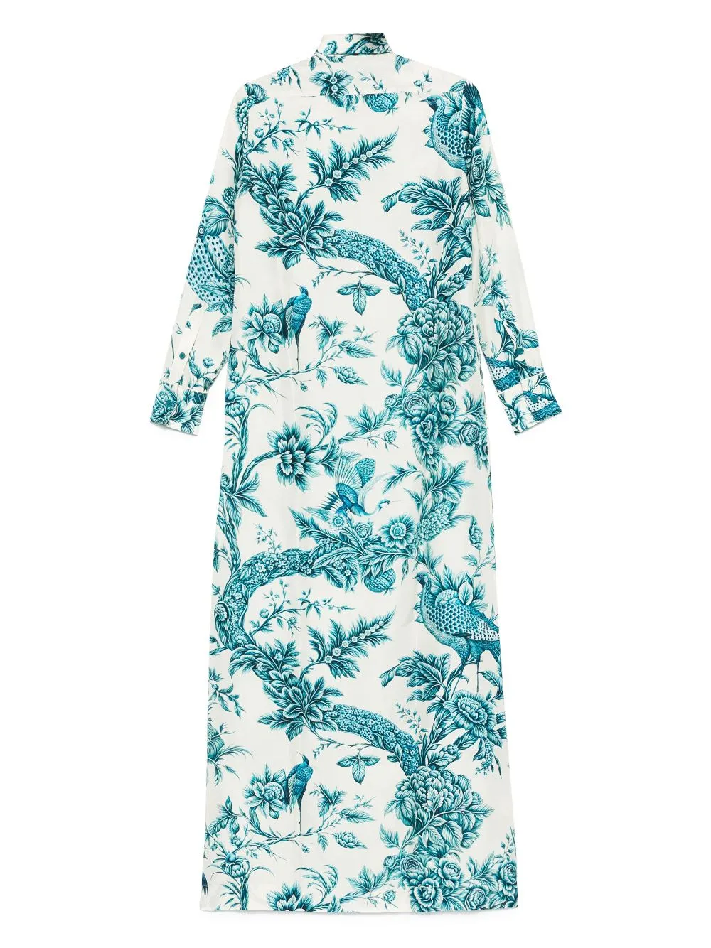 Printed silk shirt dress