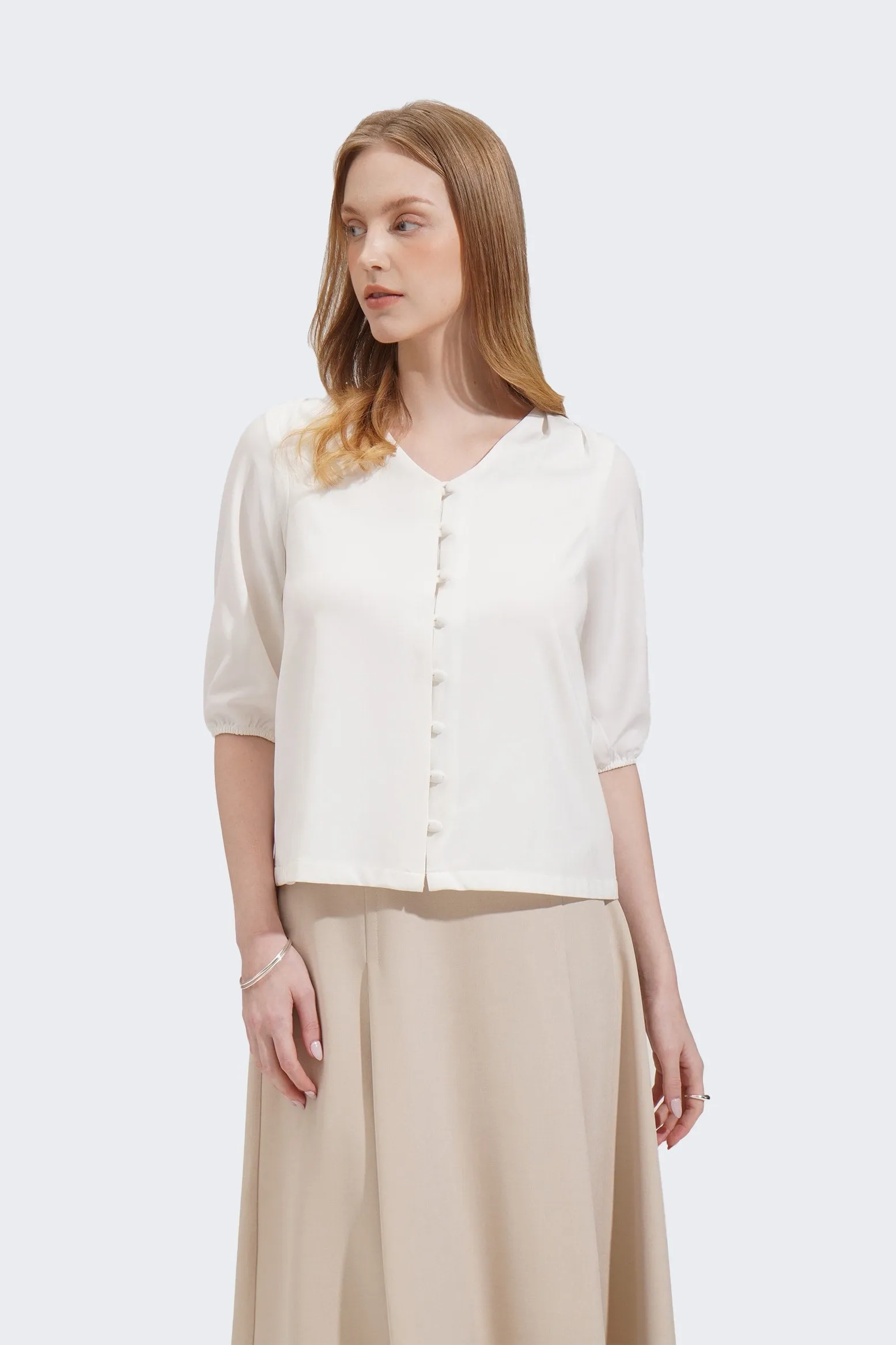 Puff Sleeves Button Down Top