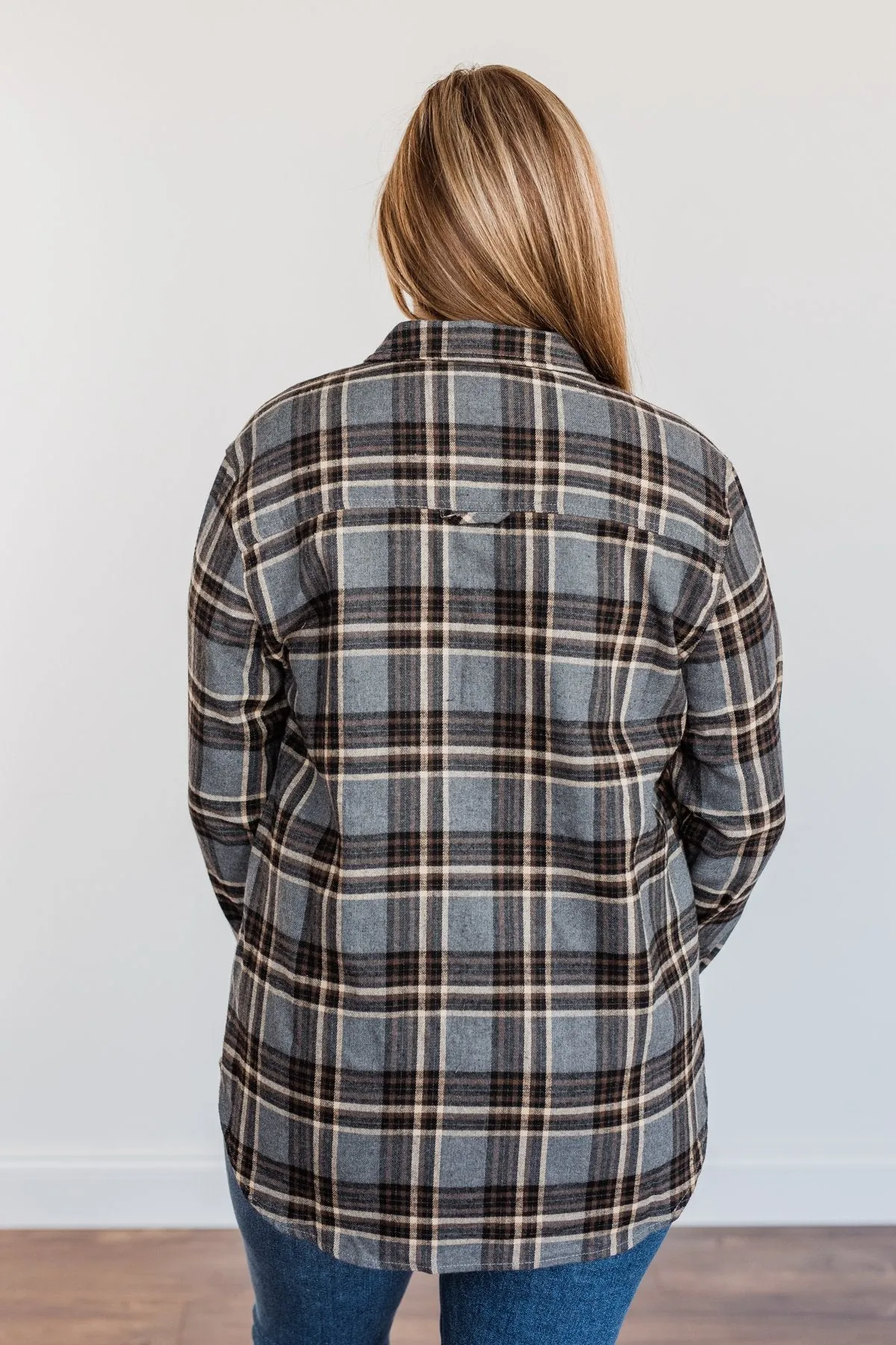 Pumpkin Farm Button Down Flannel- Charcoal, Tan, & Black