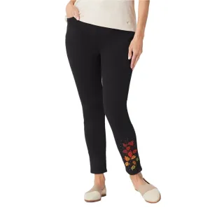 Quacker Factory Plus Size DreamJeannes Short Embroidered Pants