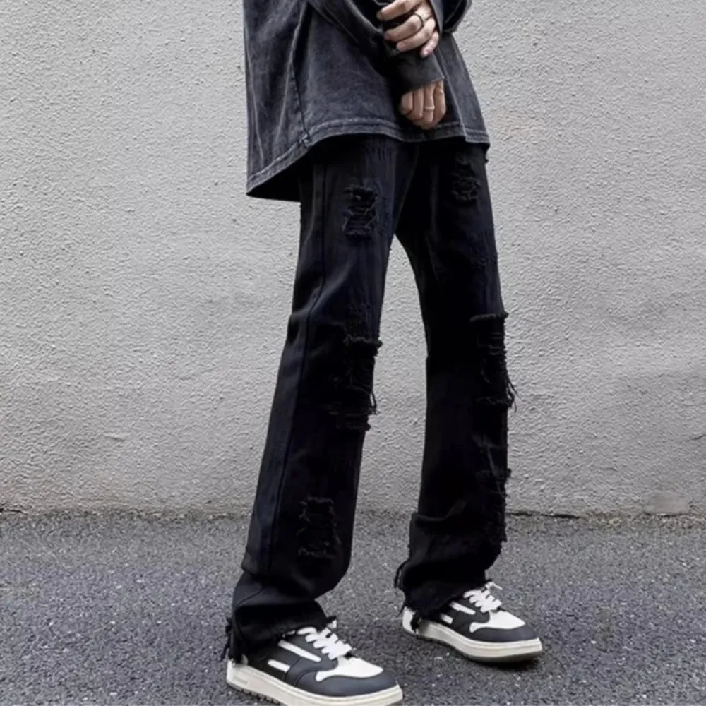 "American High Street Hole Slim Straight" Jeans