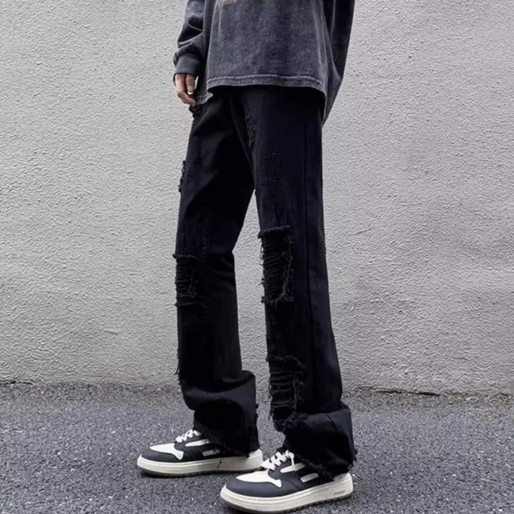 "American High Street Hole Slim Straight" Jeans