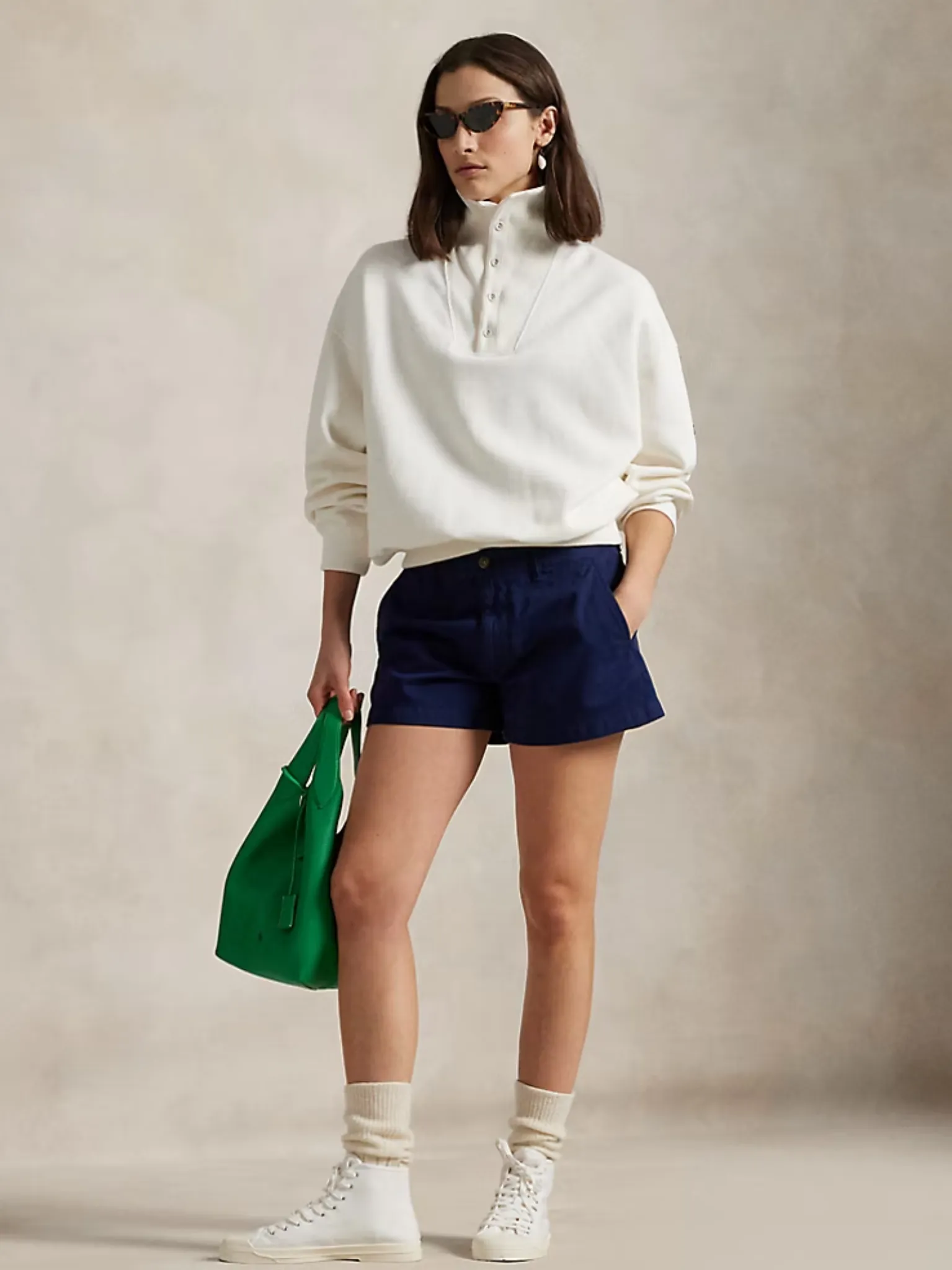 RALPH LAUREN WOMEN Cotton Chino Short Navy