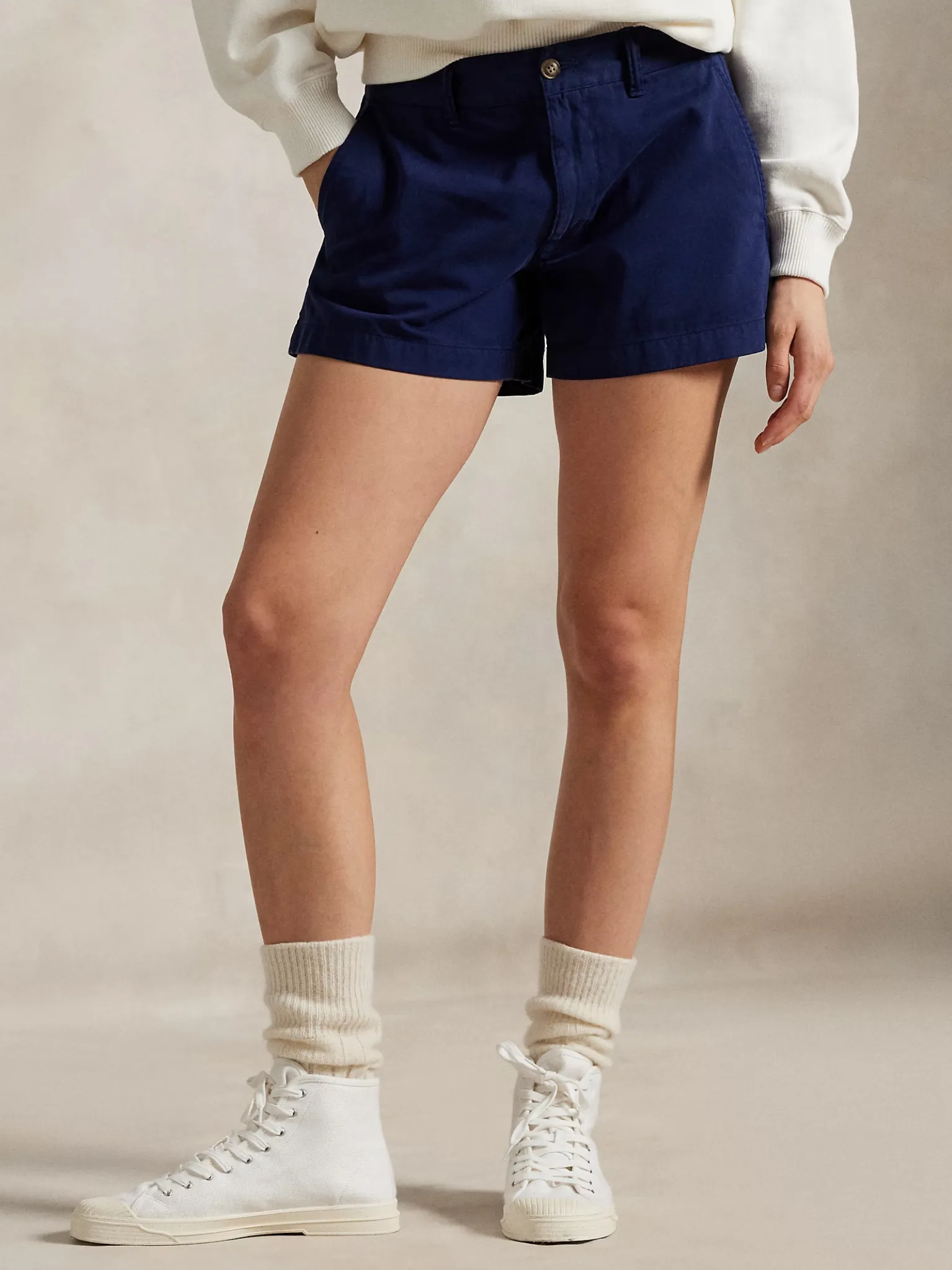 RALPH LAUREN WOMEN Cotton Chino Short Navy