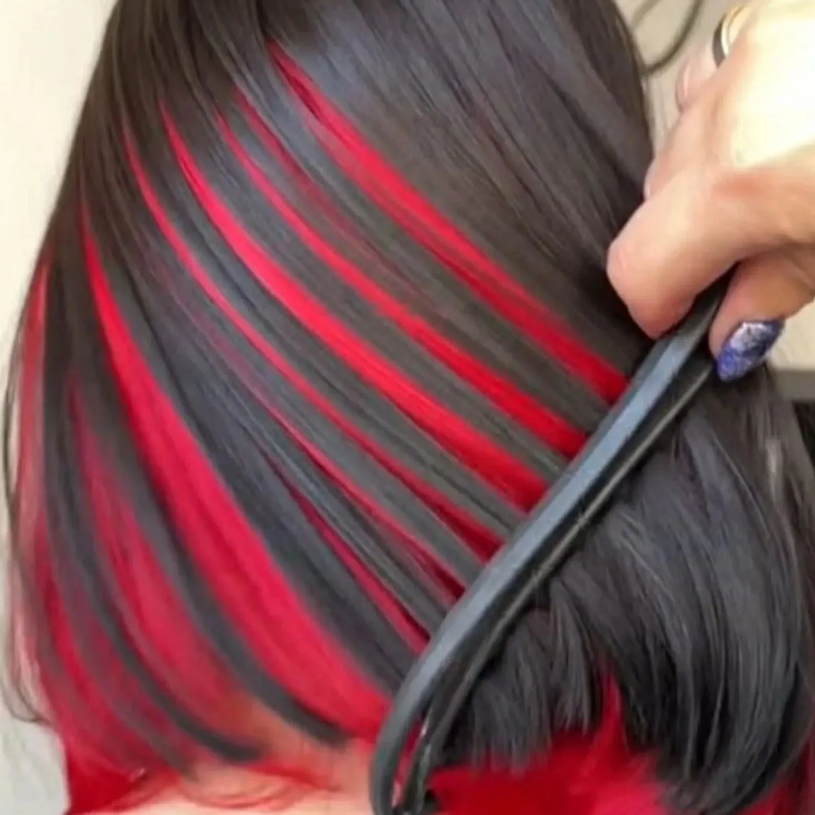 Red Peekaboo Highlights Color Short Bob Straight 13x4 Lace Front Human Hair Wigs