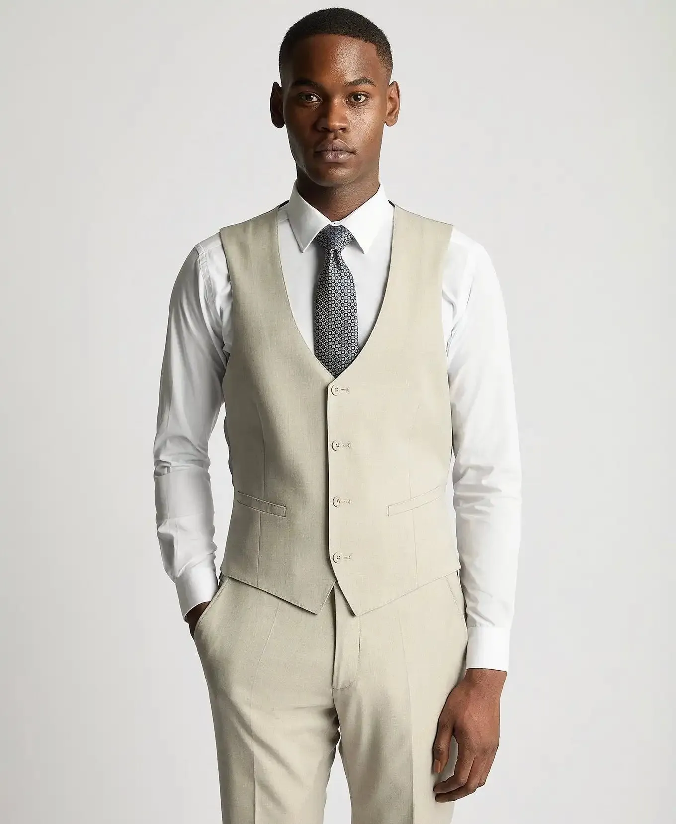 Remus Uomo Mens Slim Fit Stretch Mix & Match Suit Stone