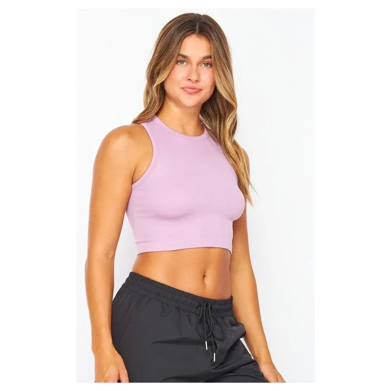 Ribbed Seamless Sleeveless Crop Top