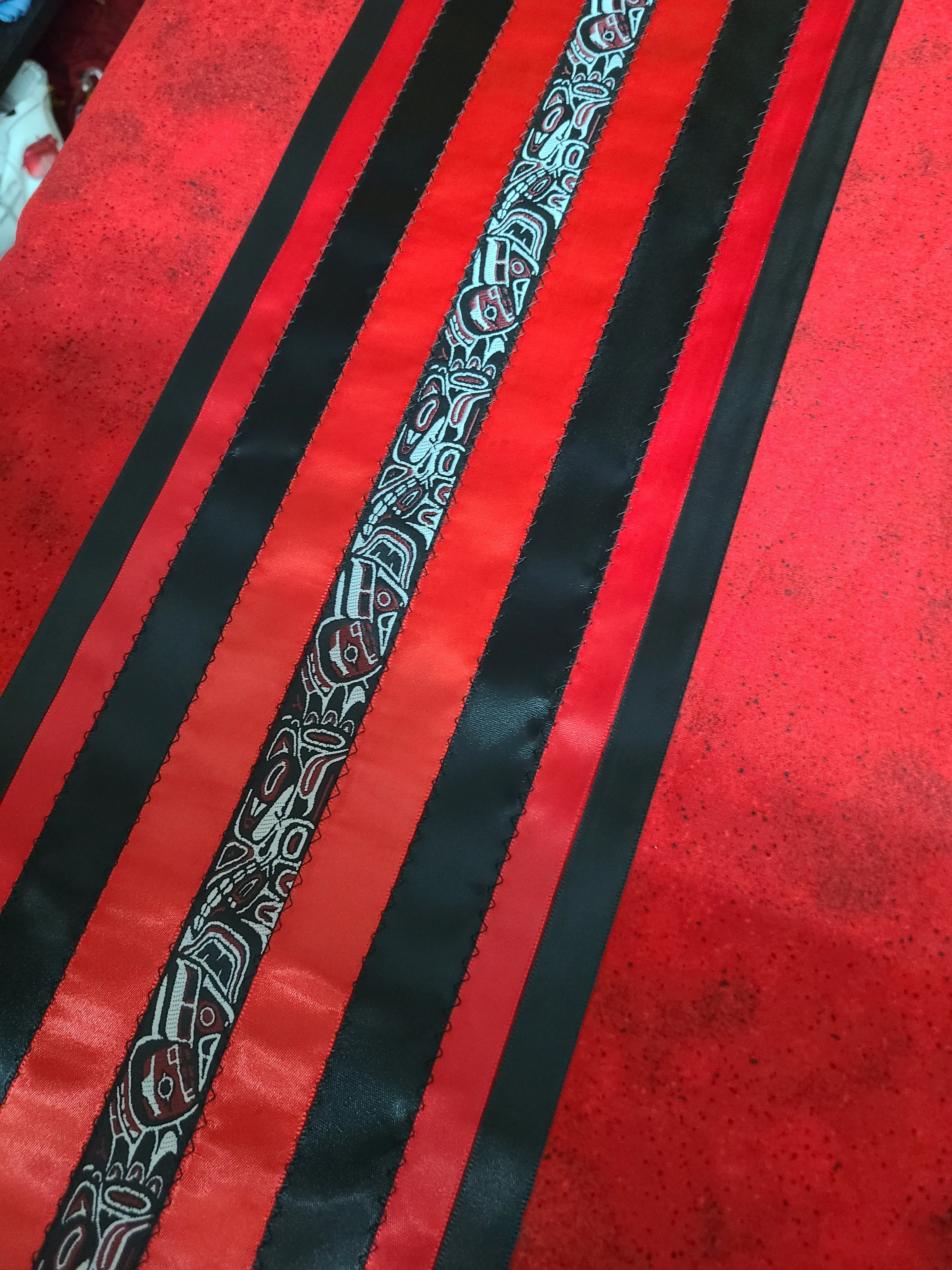 Ribbon Skirt, 100% Cotton, All sizes, Indigenous made, Custom Orders, Choice of Material, Pockets, Waist, Ribbon Color, Width and Quantity.