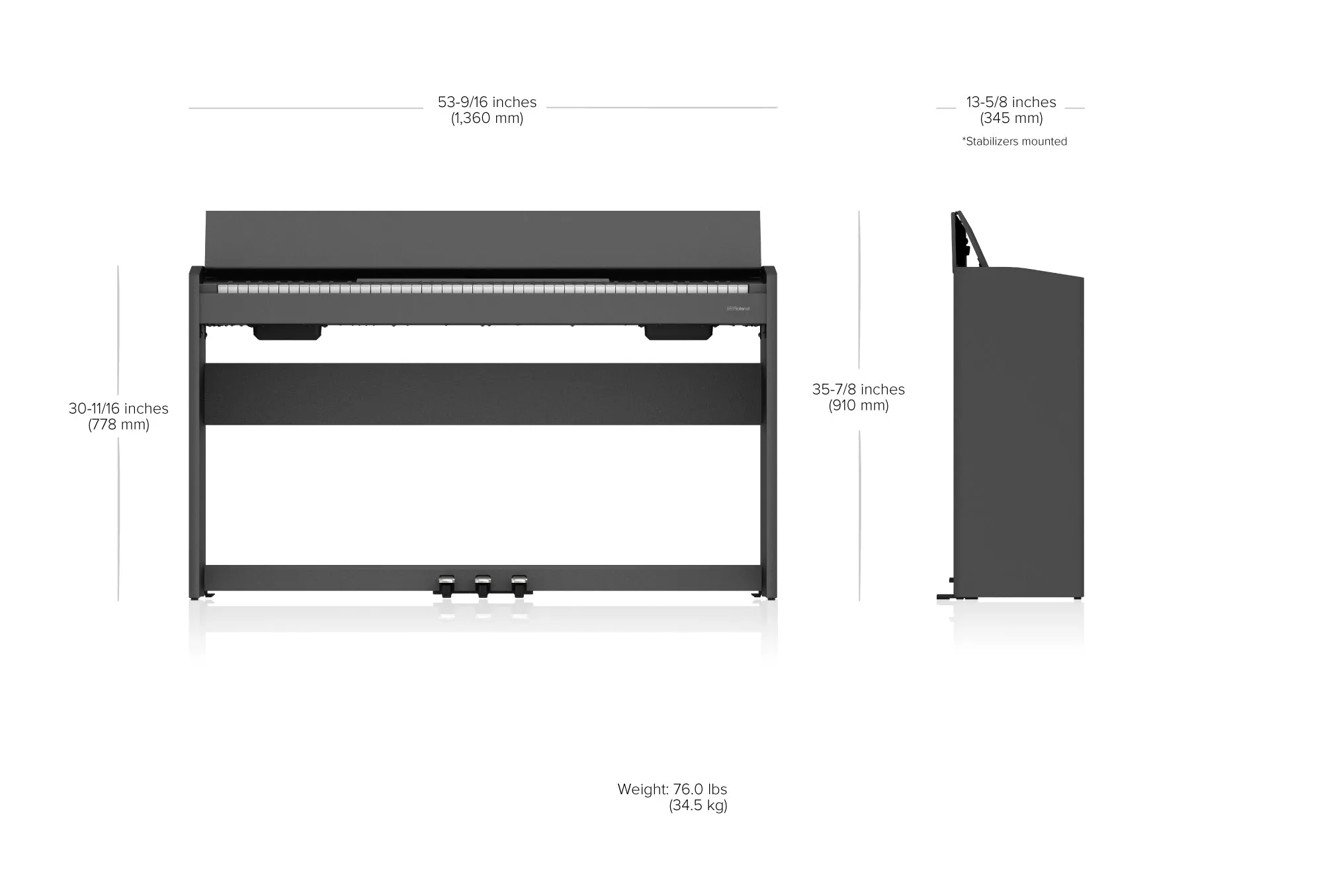Roland F107-BK Slim Digital Piano Black