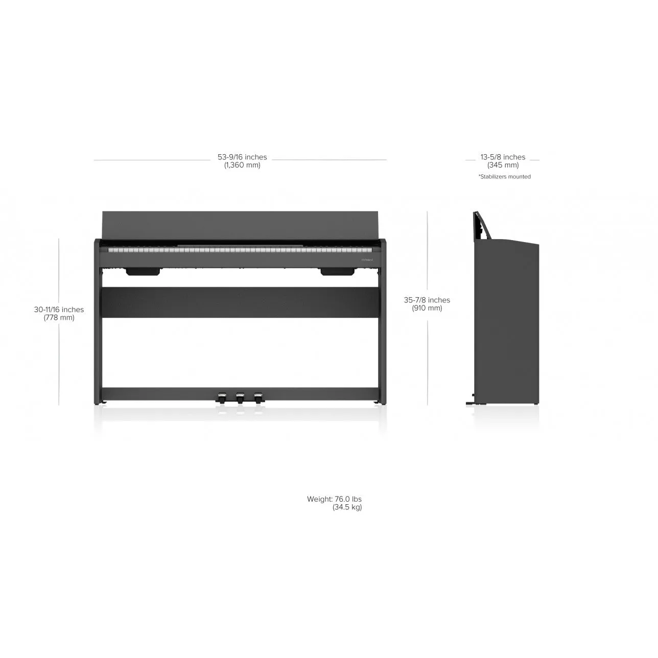 Roland F107BK Compact Digital Piano BLACK with Bench