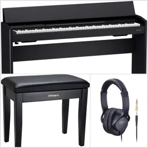 Roland F701-CB Compact Digital Piano Contemporary Black Bundle