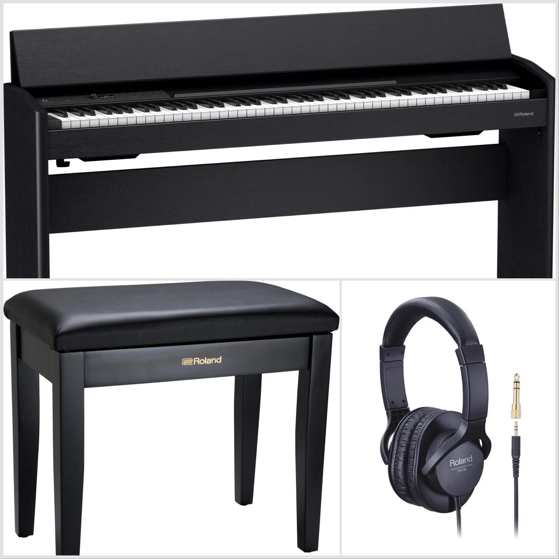 Roland F701-CB Compact Digital Piano Contemporary Black Bundle