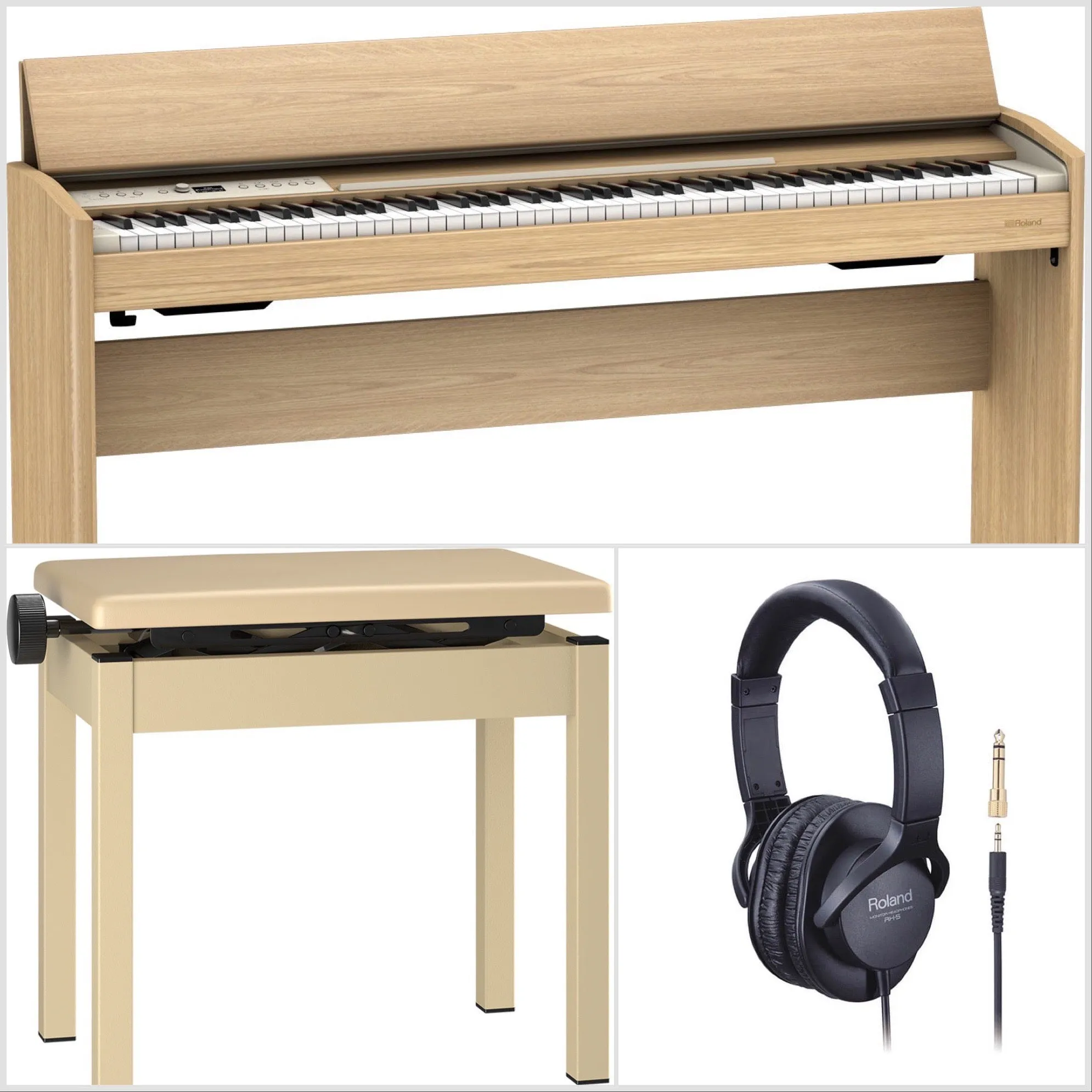 Roland F701-LA Compact Digital Piano Light Oak Bundle