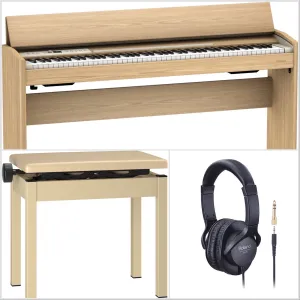 Roland F701-LA Compact Digital Piano Light Oak Bundle