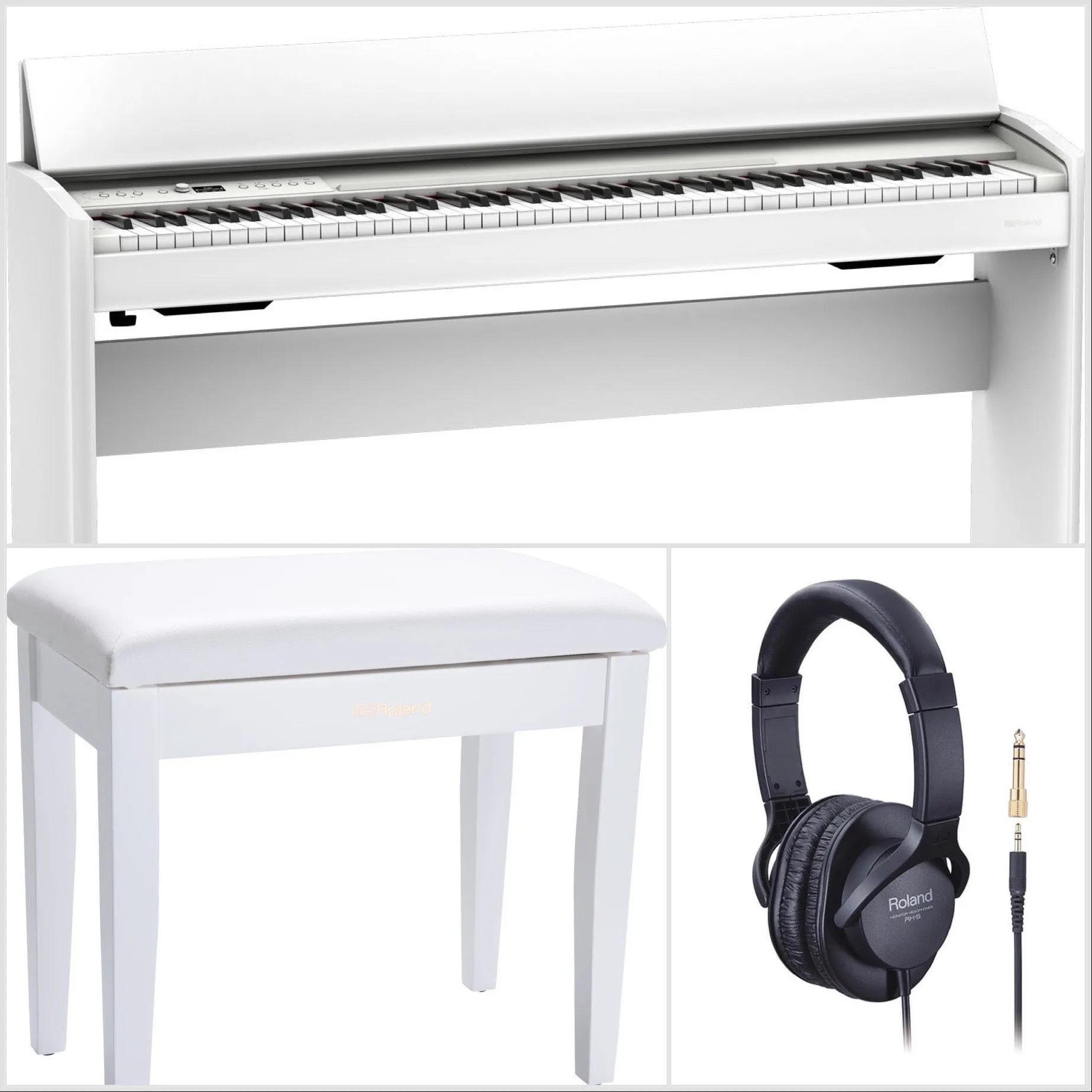 Roland F701-WH Compact Digital Piano White Satin Bundle
