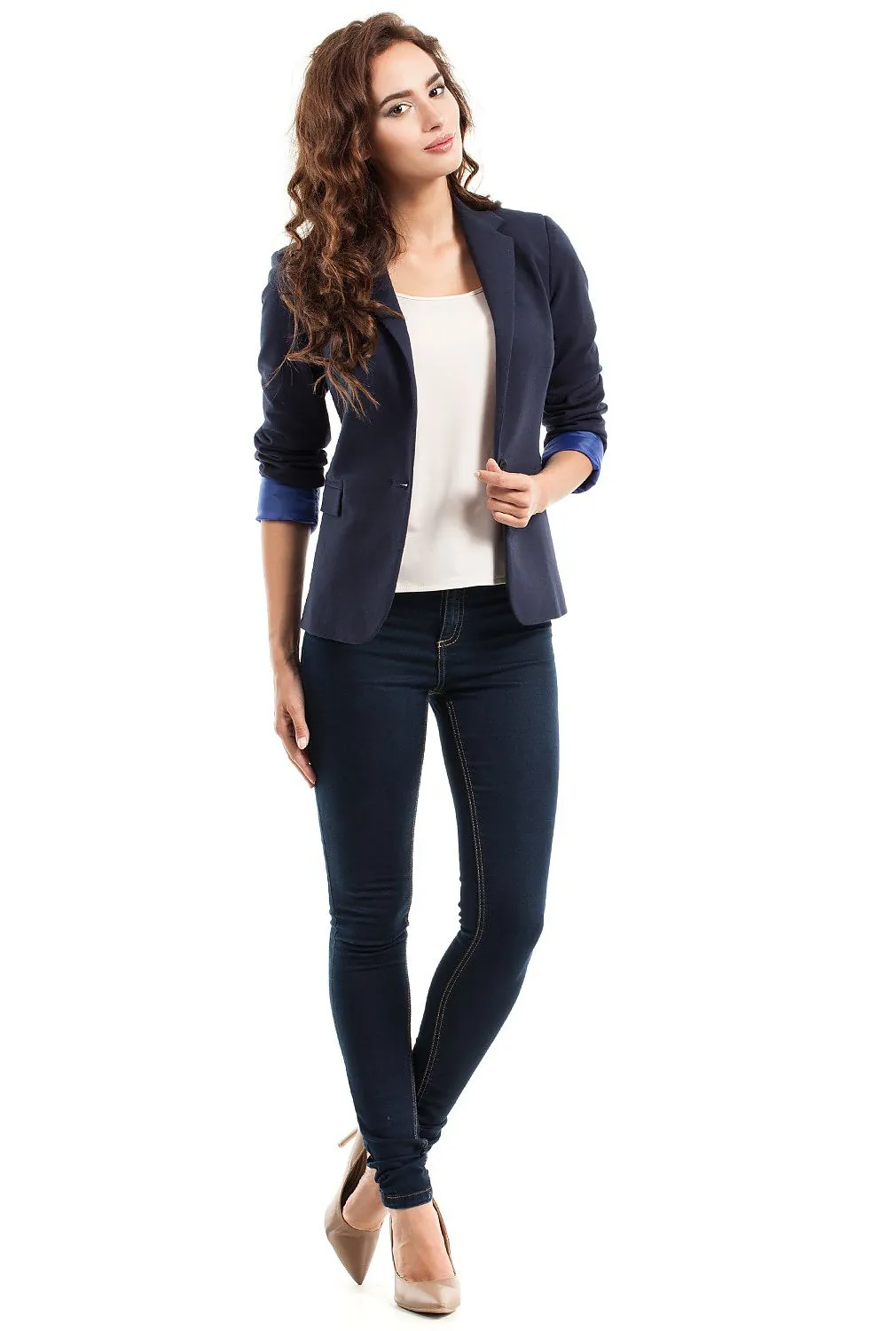 Rolled Sleeve Fitted Blazer