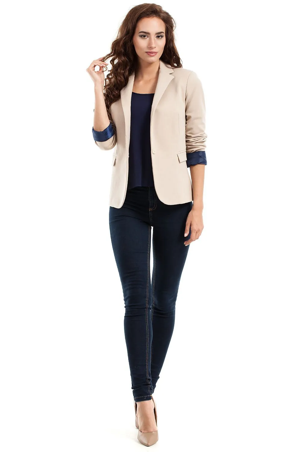 Rolled Sleeve Fitted Blazer