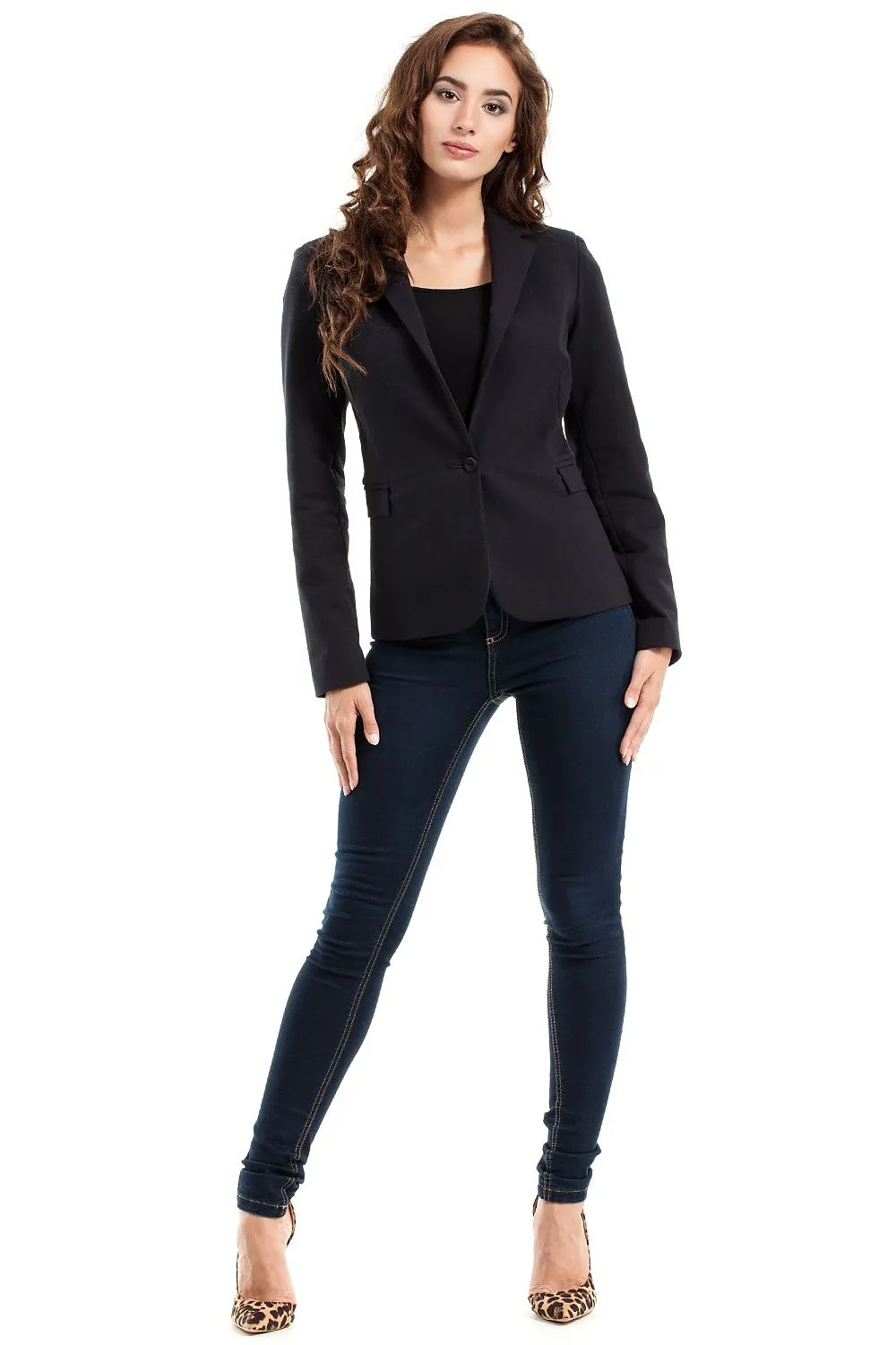 Rolled Sleeve Fitted Blazer