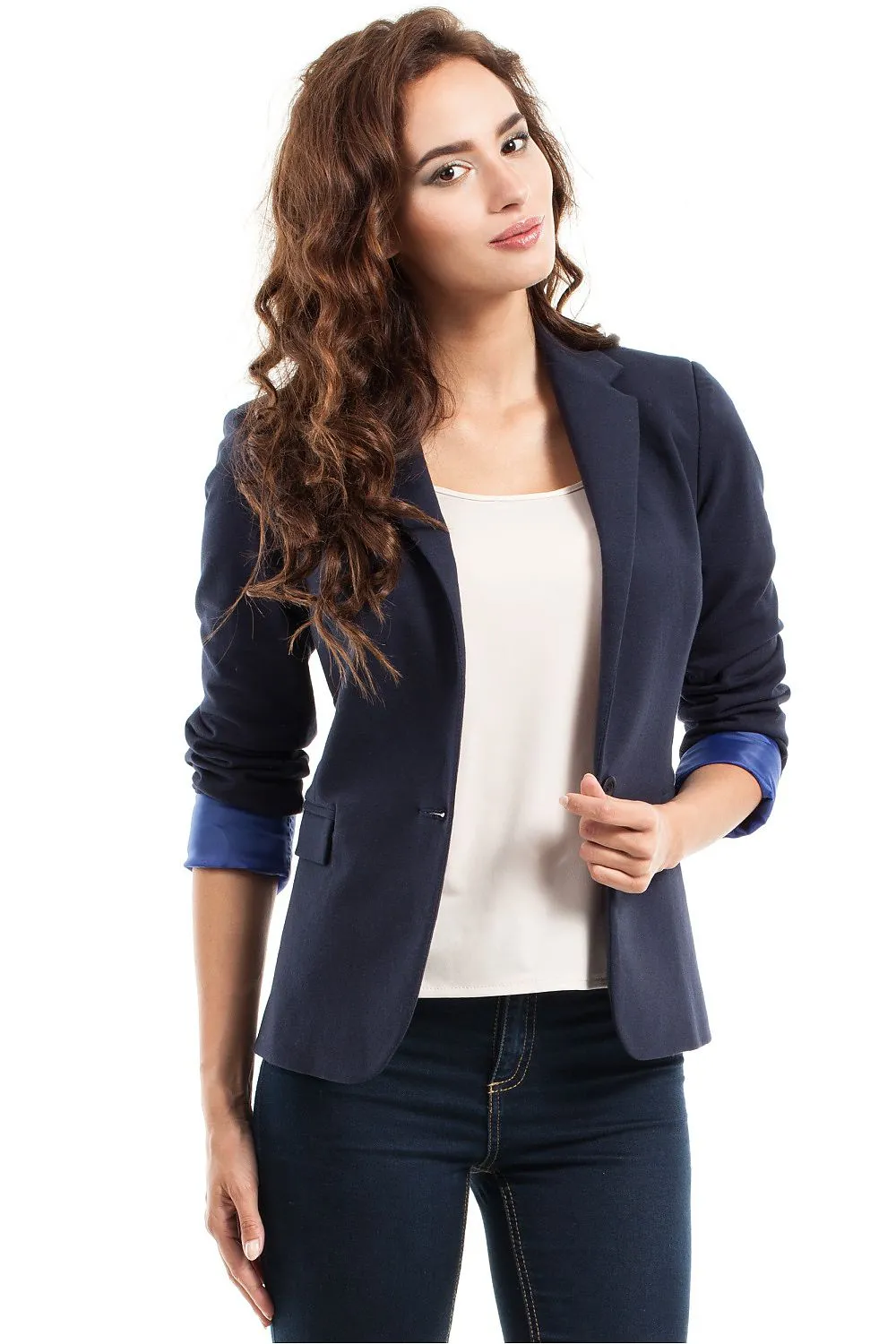 Rolled Sleeve Fitted Blazer