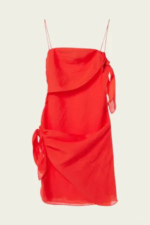 Rosalia Wrap Mini Dress in Tangerine