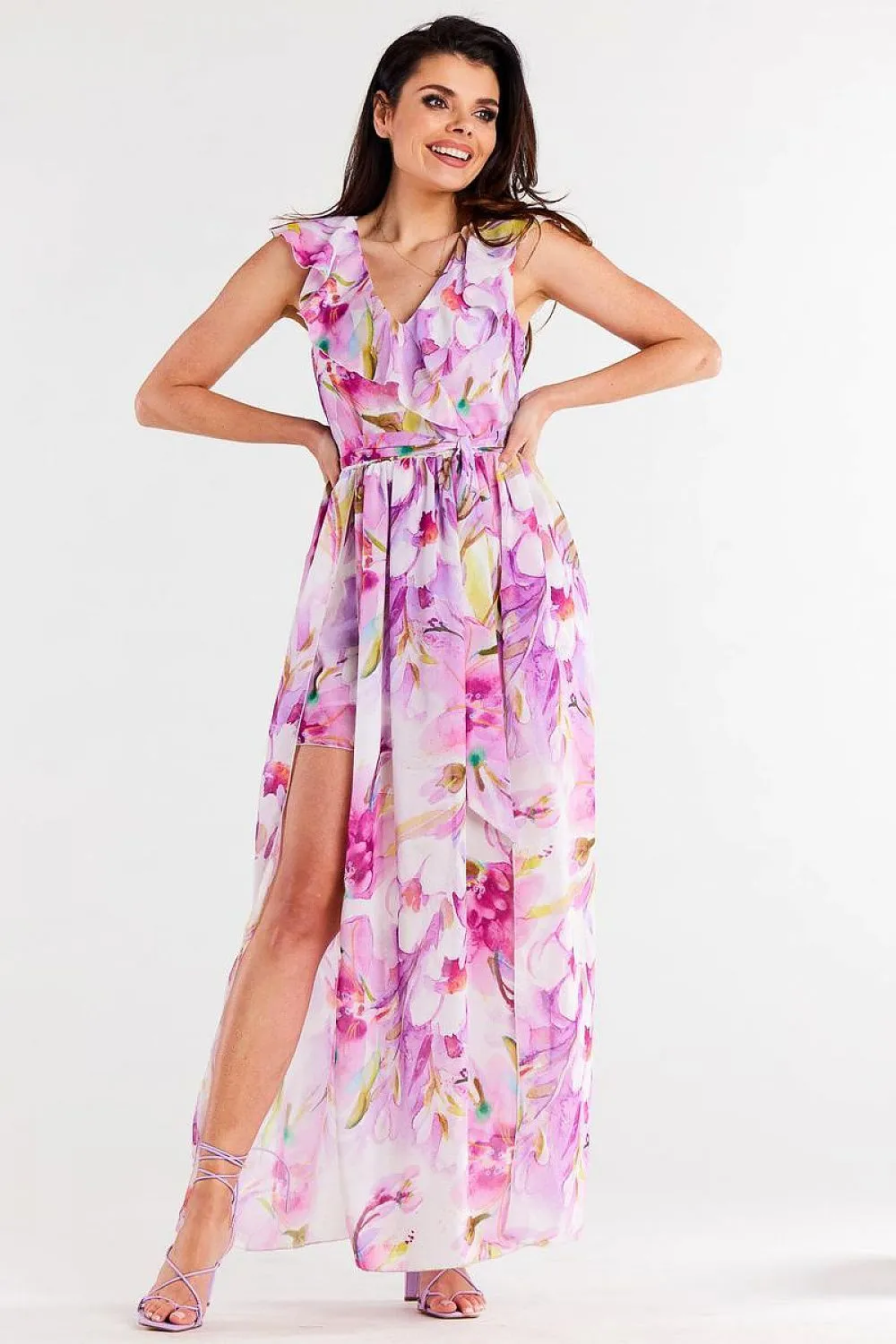 Ruffled Wrap Maxi Dress