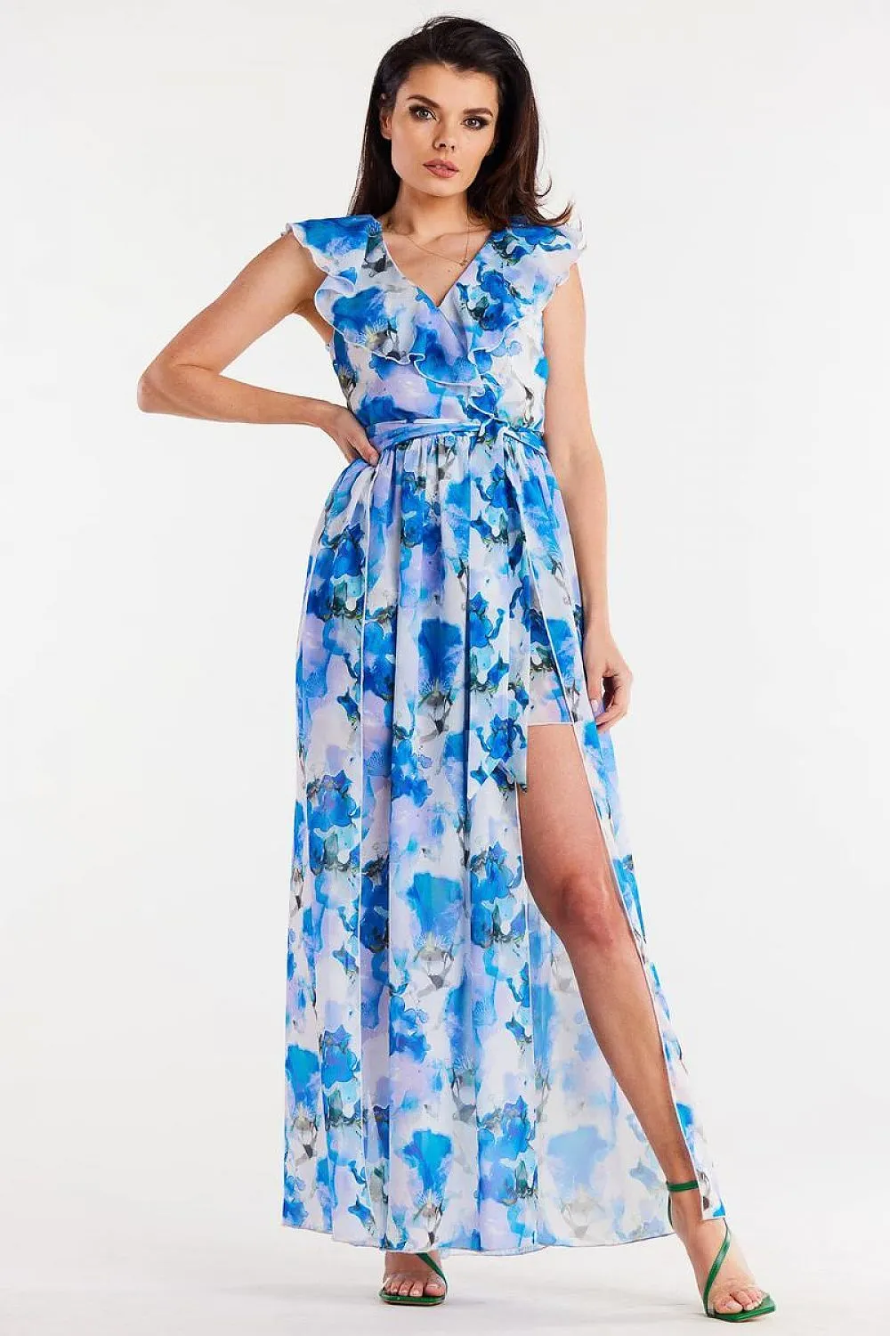 Ruffled Wrap Maxi Dress