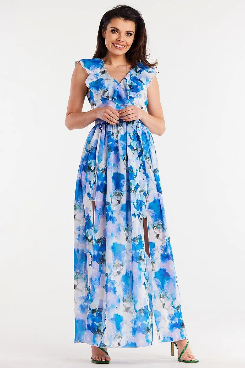 Ruffled Wrap Maxi Dress