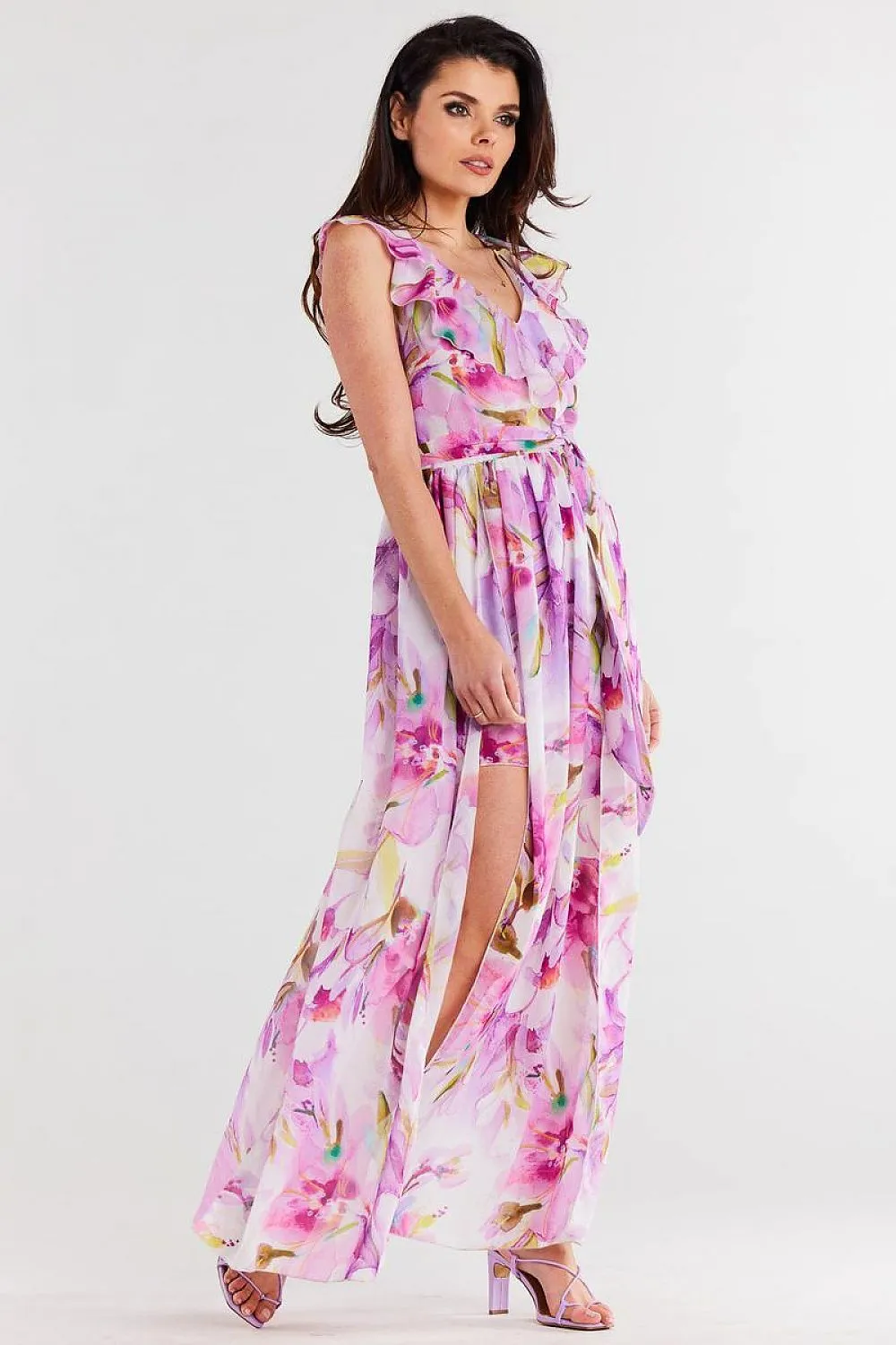 Ruffled Wrap Maxi Dress