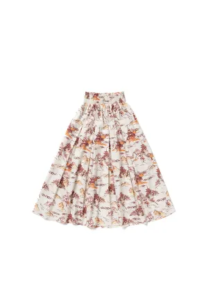 SAMPLE - Smocked Waist MIDI Skirt - Chinoiserie