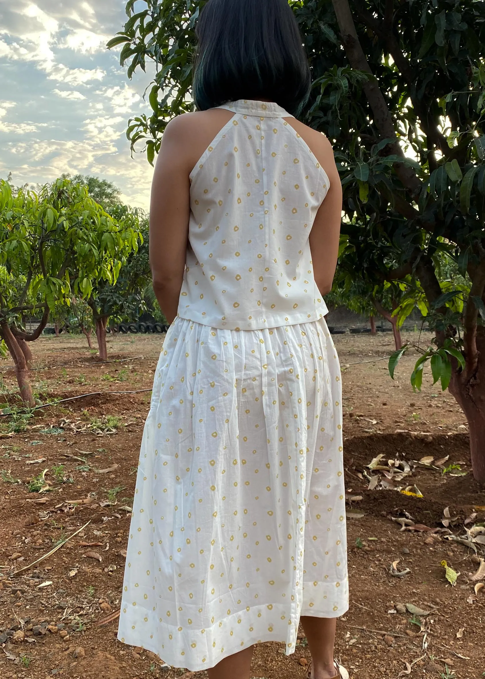 Sand Pebbles Gathered Midi Skirt