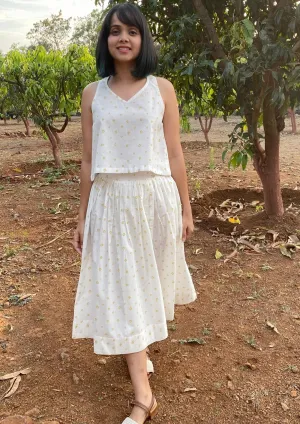 Sand Pebbles Gathered Midi Skirt