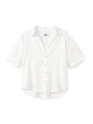Short cropped linen shirt
