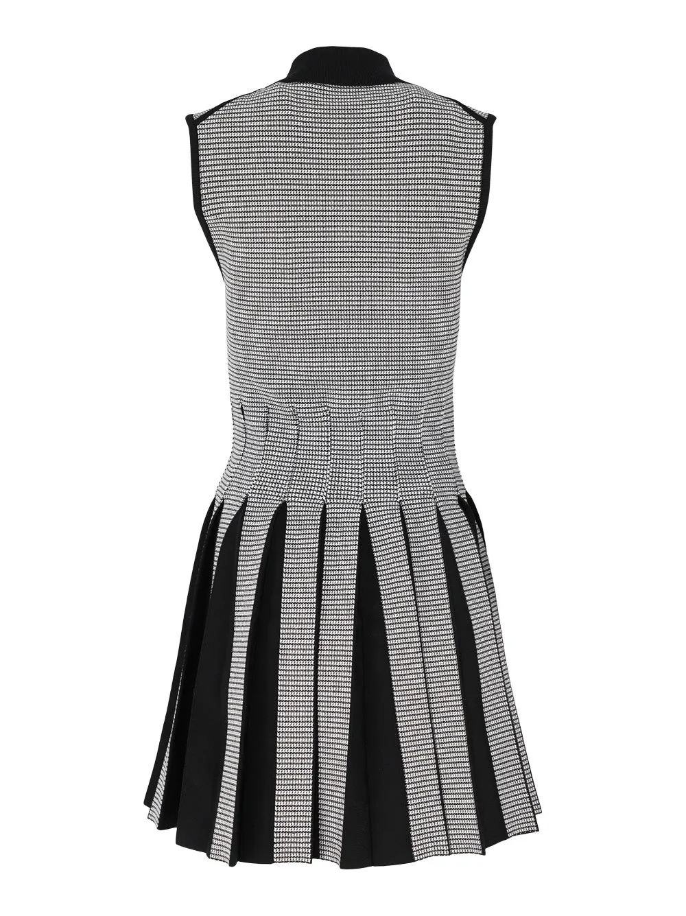 Simkhai Melodie Pleated Wrap Mini Dress in Black/White Check