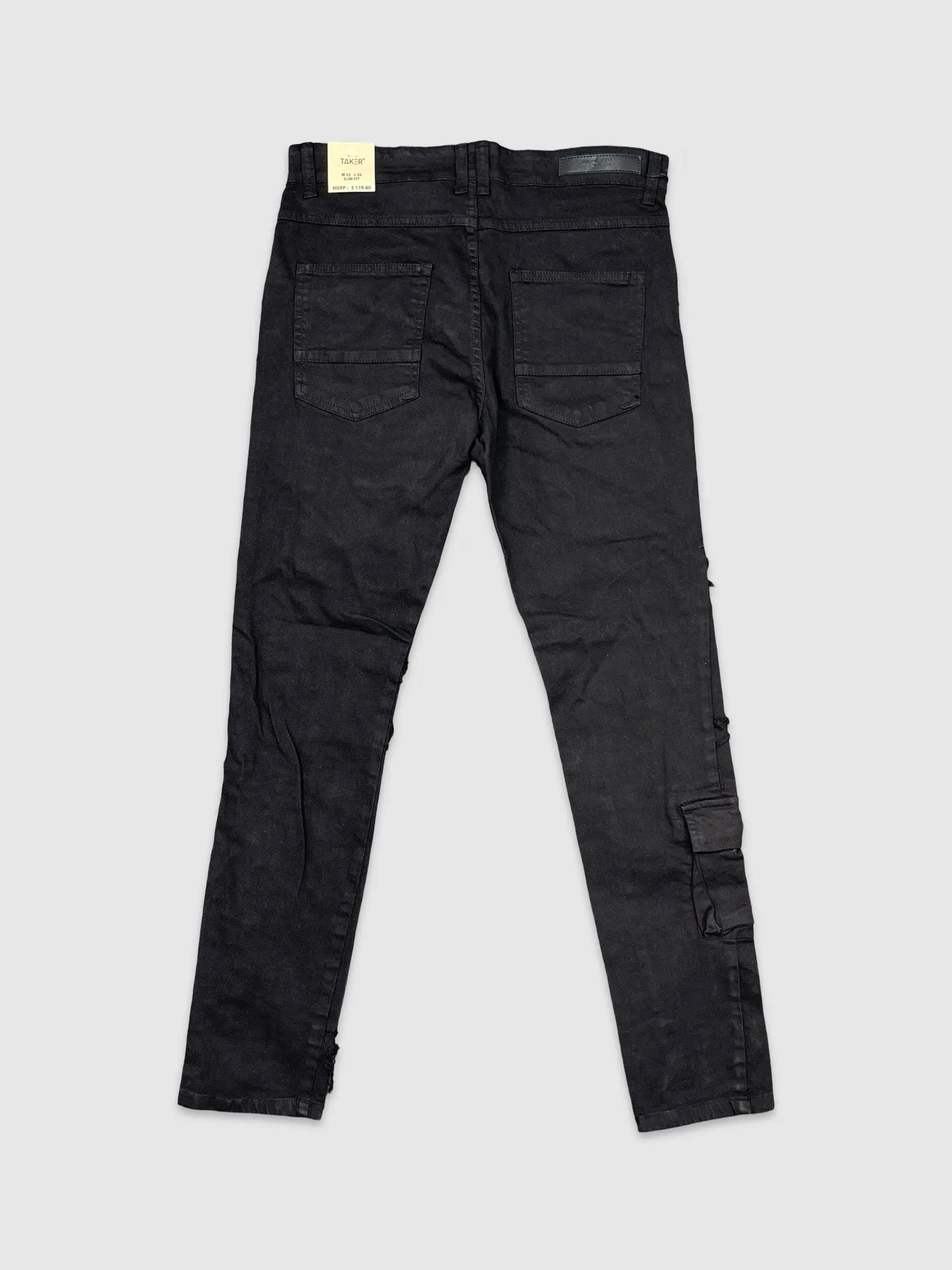 SLE-T4094-Frayed Patch Cargo Slim Fit Pants