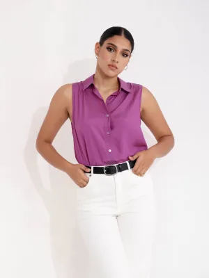 Sleeveless  Button Down Shirt