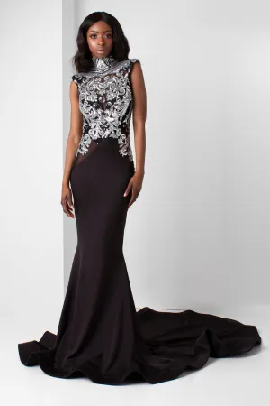 Sleeveless Sequin Tall Shoulder Gown