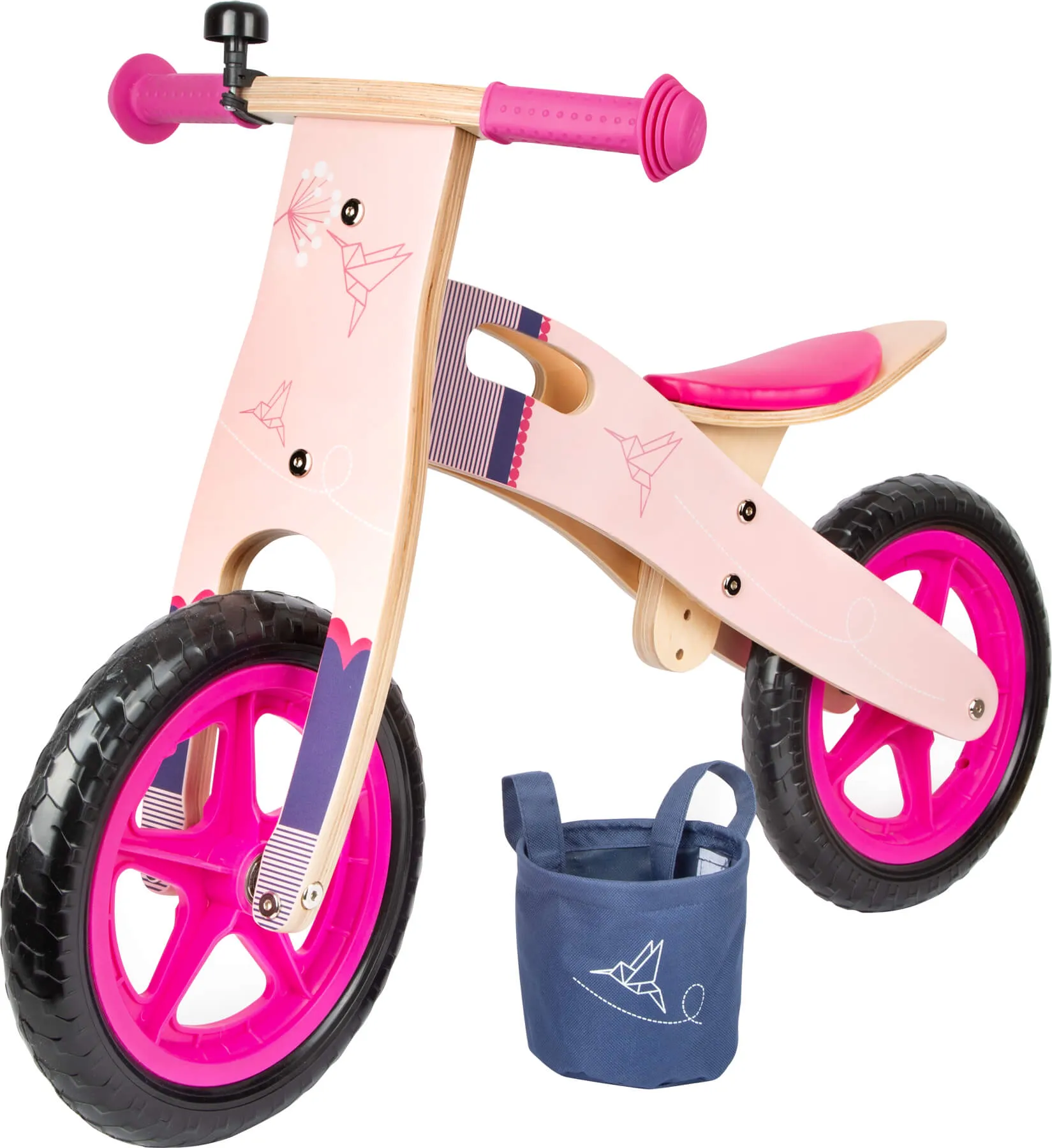 Small Foot Wooden Balance Bike Pink Hummingbird