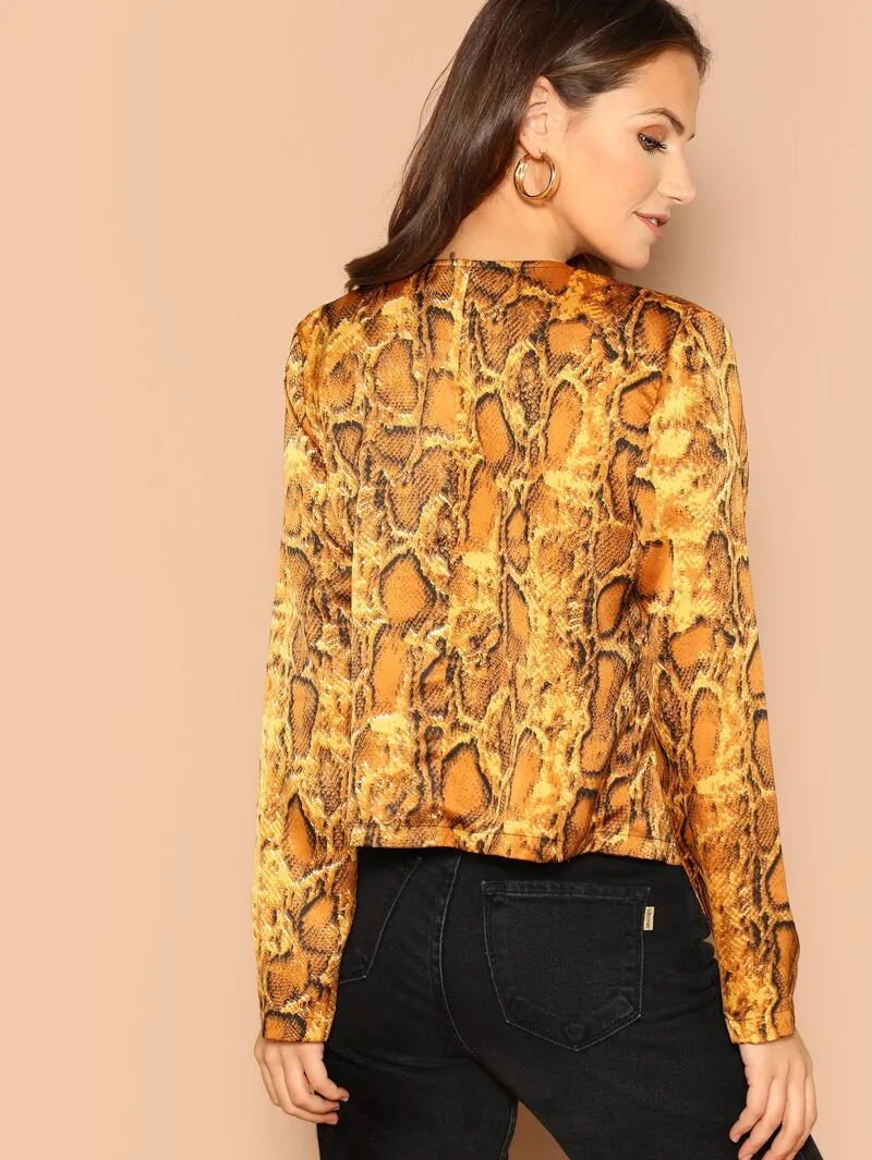 Snakeskin Print Waterfall Jacket