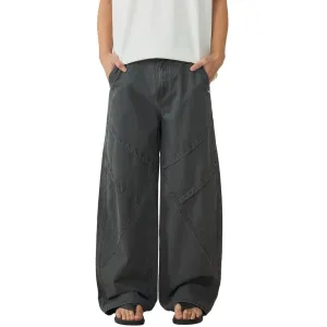 Solid Color Relaxed Fit Cotton Trousers